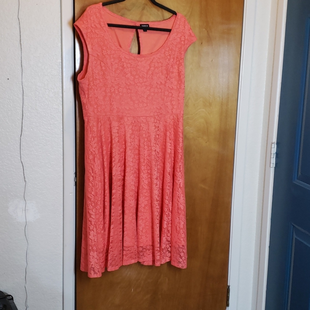 Orange lace dress knee lengthened torrid